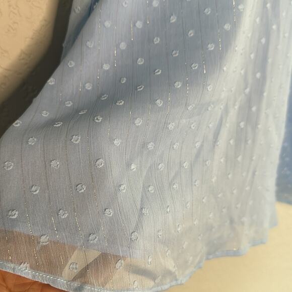 Revolve Superdown Bree Mini Dress Sky Blue Chiffon Metallic Swiss Dot Shower - Picture 4 of 6